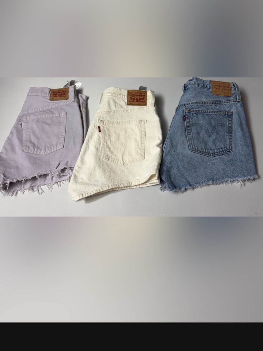Levi’s 501 Jean shorts women size 31 off white ,blue,lavender button fly - Picture 1 of 15